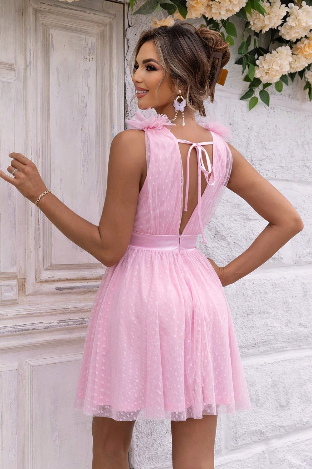 Open Back Sleeveless Mesh Dress - Tantalize Boutique