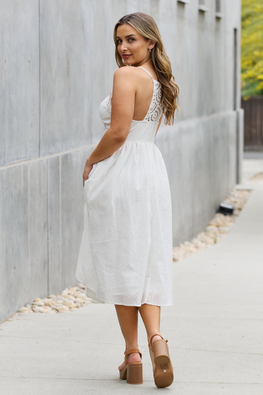 White Birch Full Size Lace Detail Sleeveless Lace Midi Dress - Tantalize Boutique