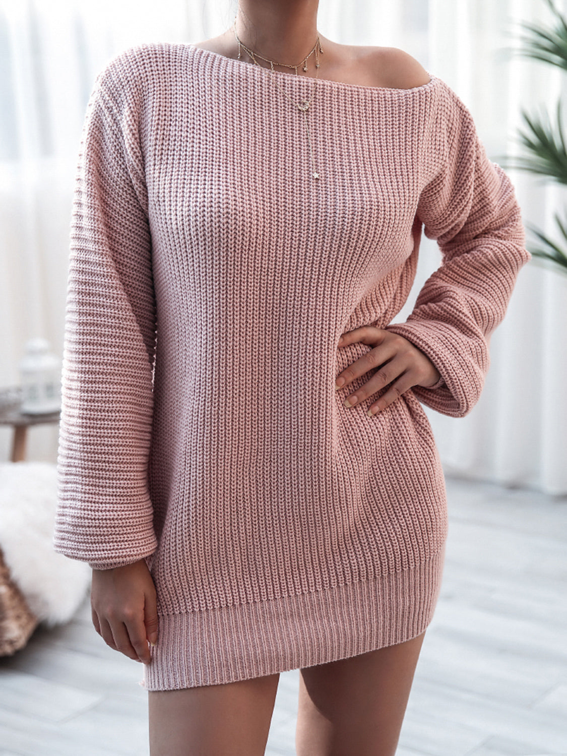 Rib-Knit Mini Sweater Dress - Tantalize Boutique