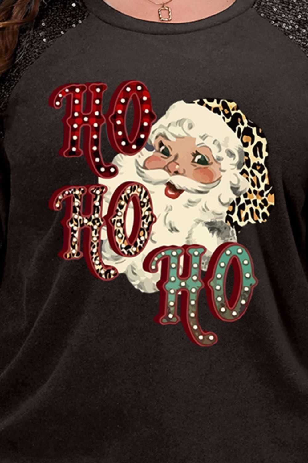 Plus Size Santa Graphic Sequin Long Sleeve Sweatshirt - Tantalize Boutique