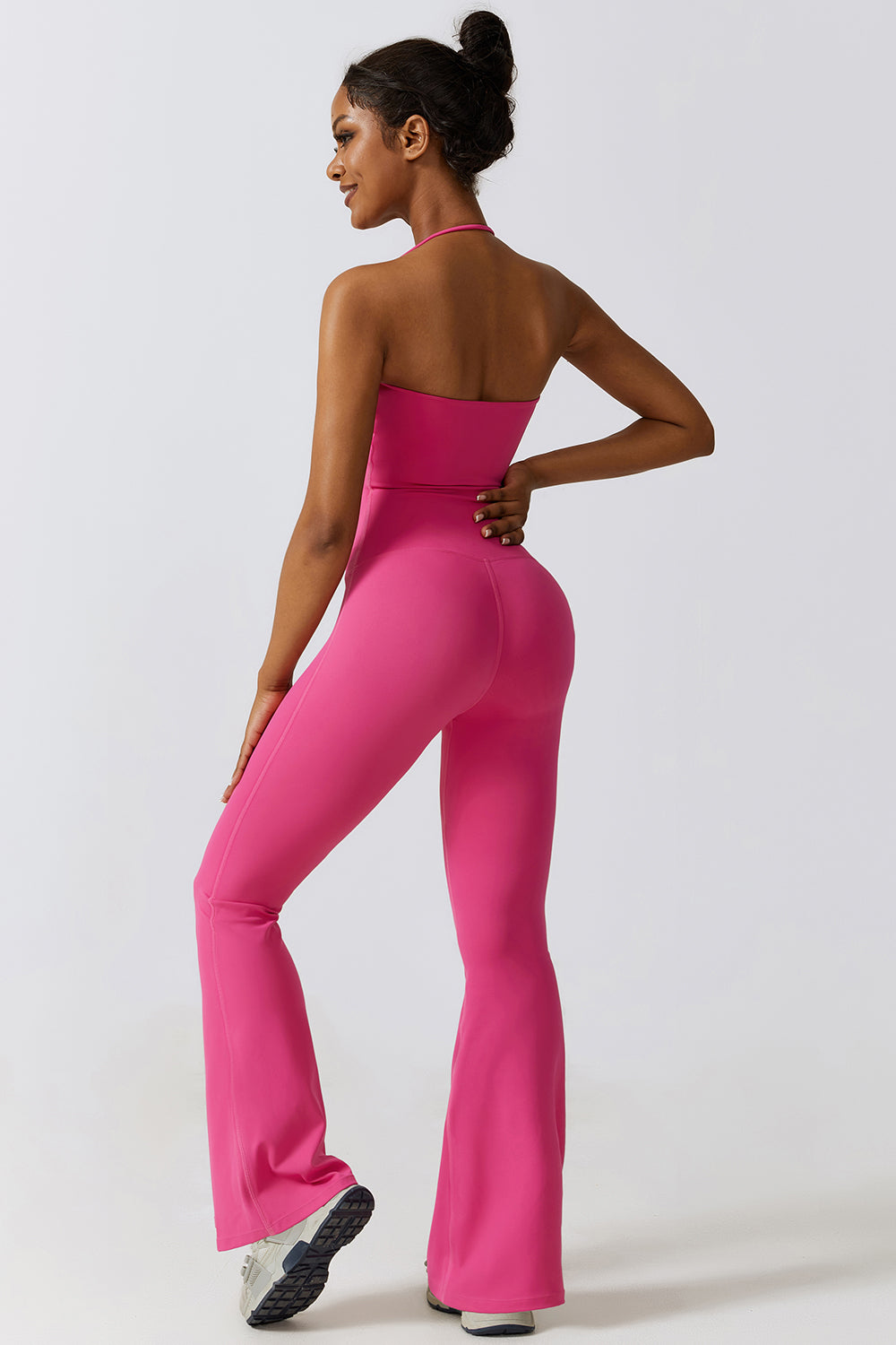 Halter Neck Flare Sport Jumpsuit - Tantalize Boutique