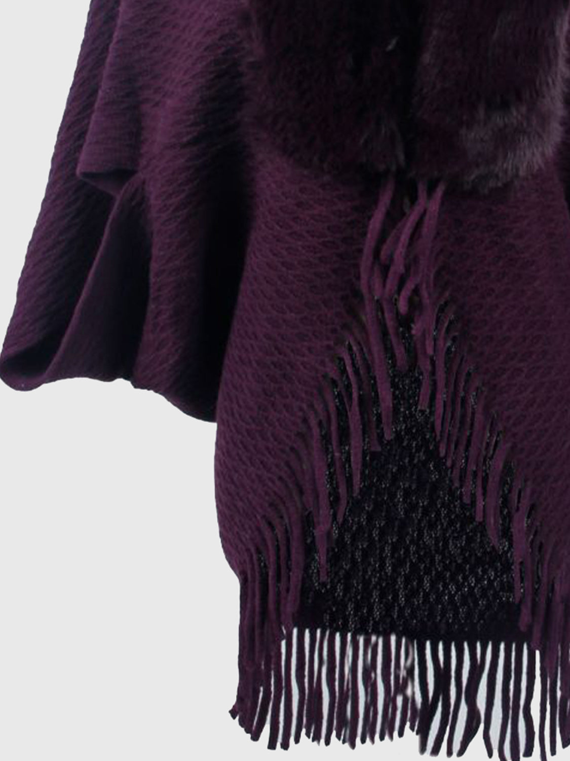 Open Front Fringe Hem Poncho - Tantalize Boutique