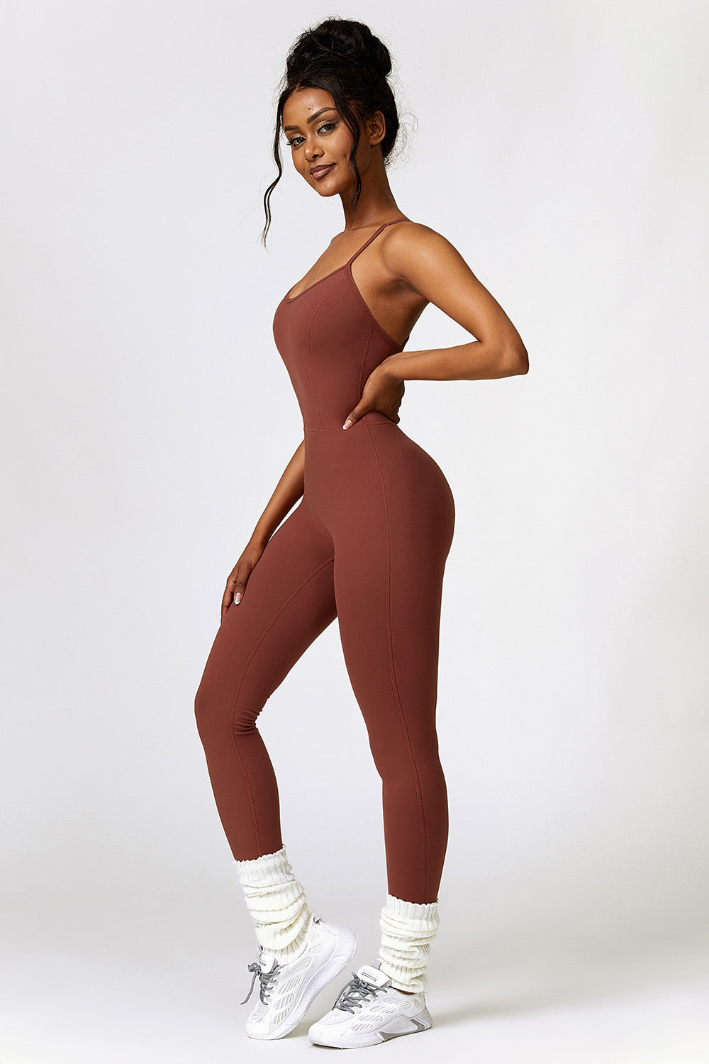 Open Back Spaghetti Strap Sports Jumpsuit - Tantalize Boutique