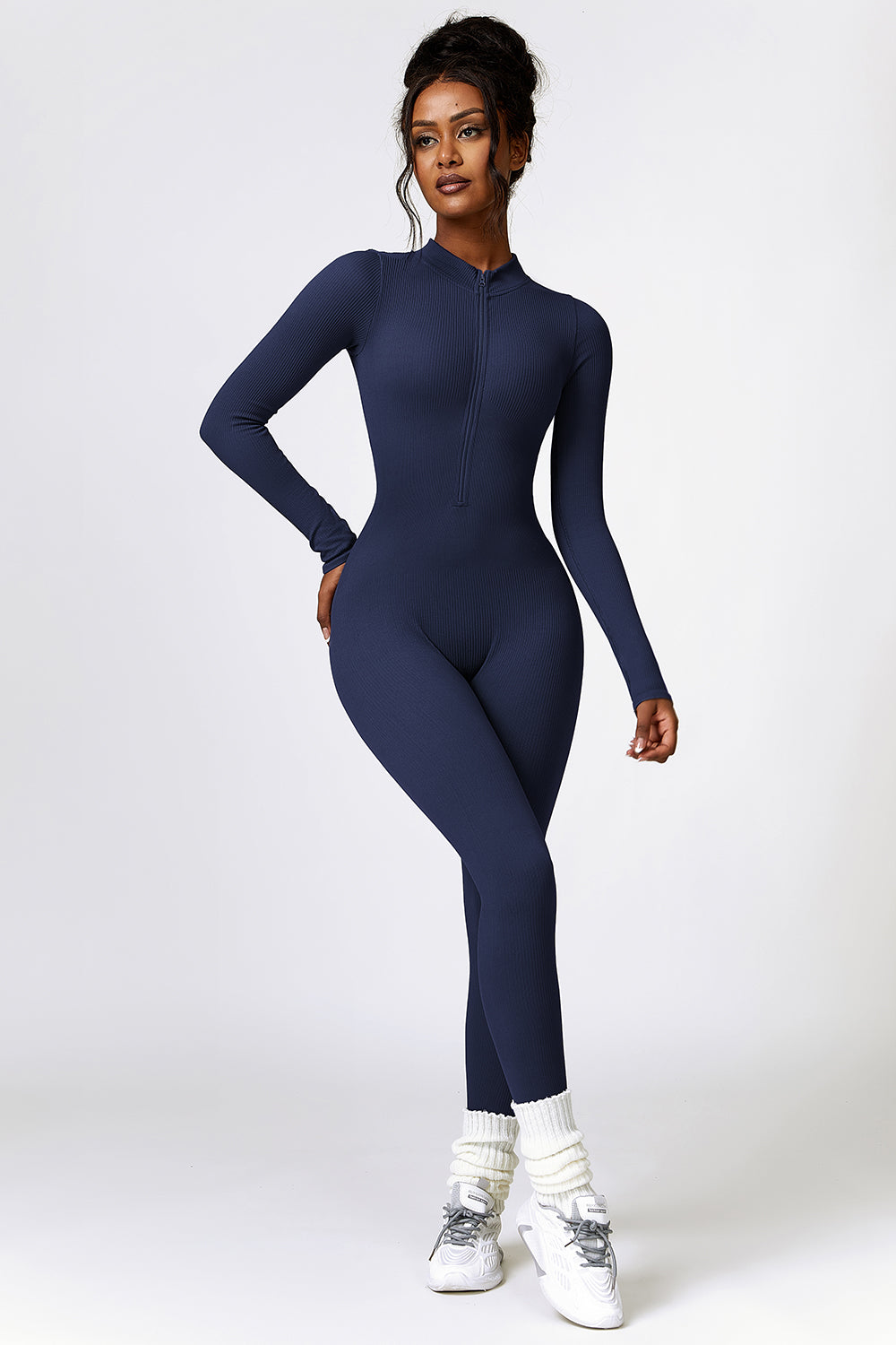Half Zip Long Sleeve Active Jumpsuit - Tantalize Boutique