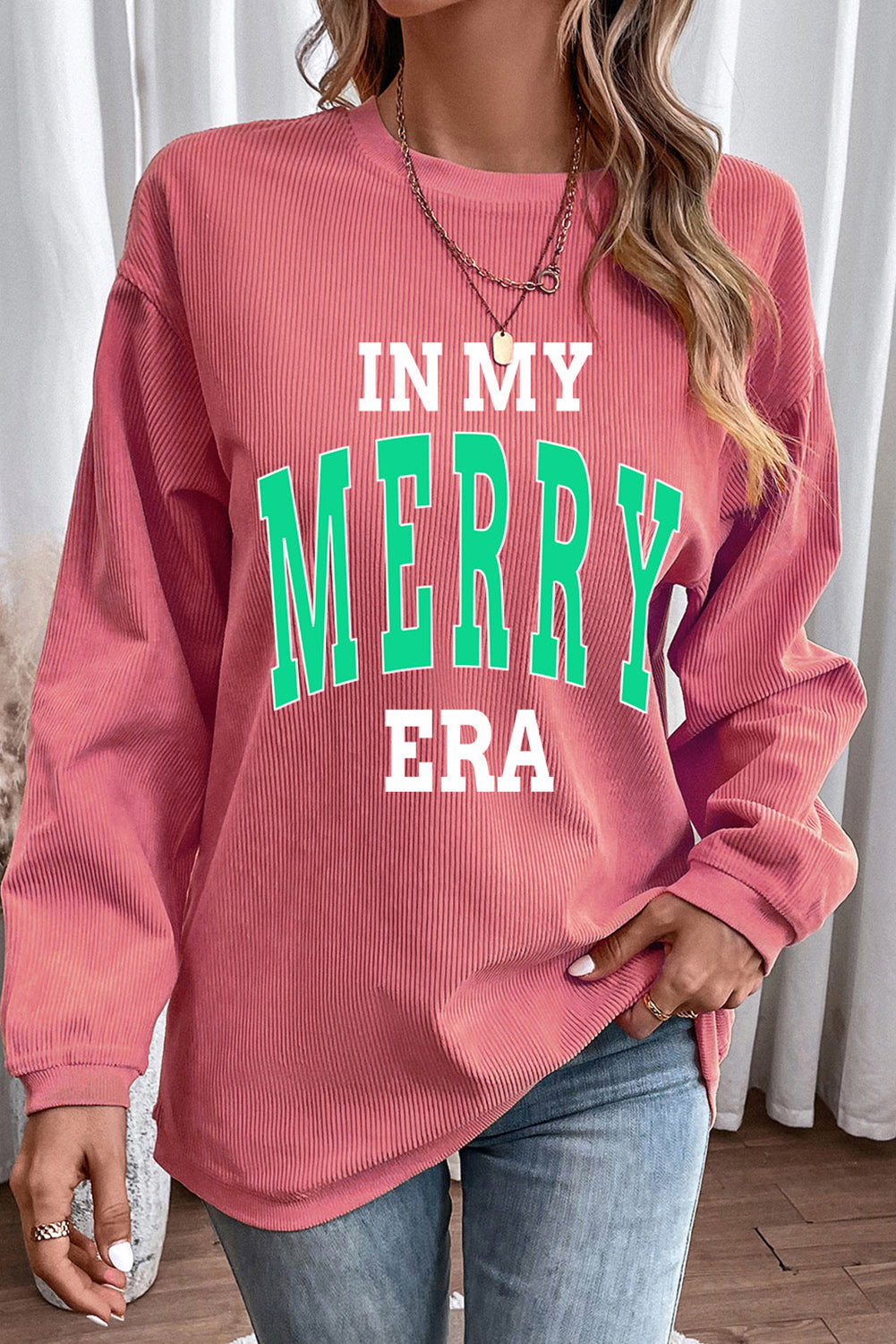 IN MY MERRY ERA Graphic Corded Sweatshirt - Tantalize Boutique