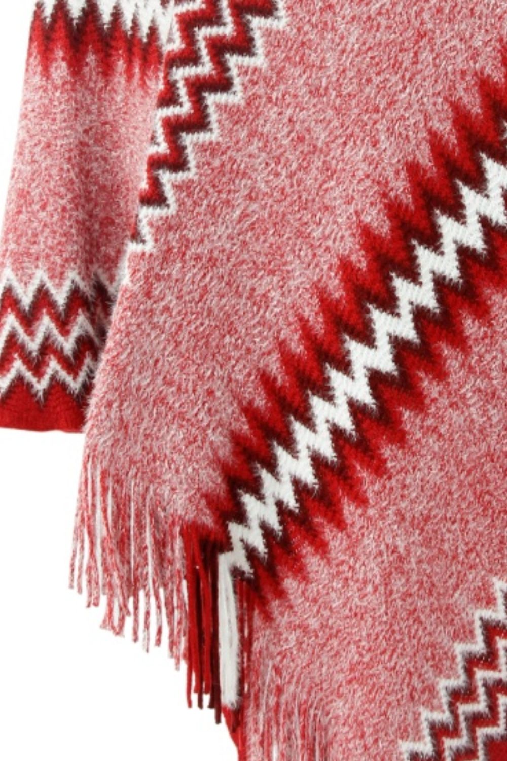 Fringe Hem Striped Cape Sleeve Poncho - Tantalize Boutique