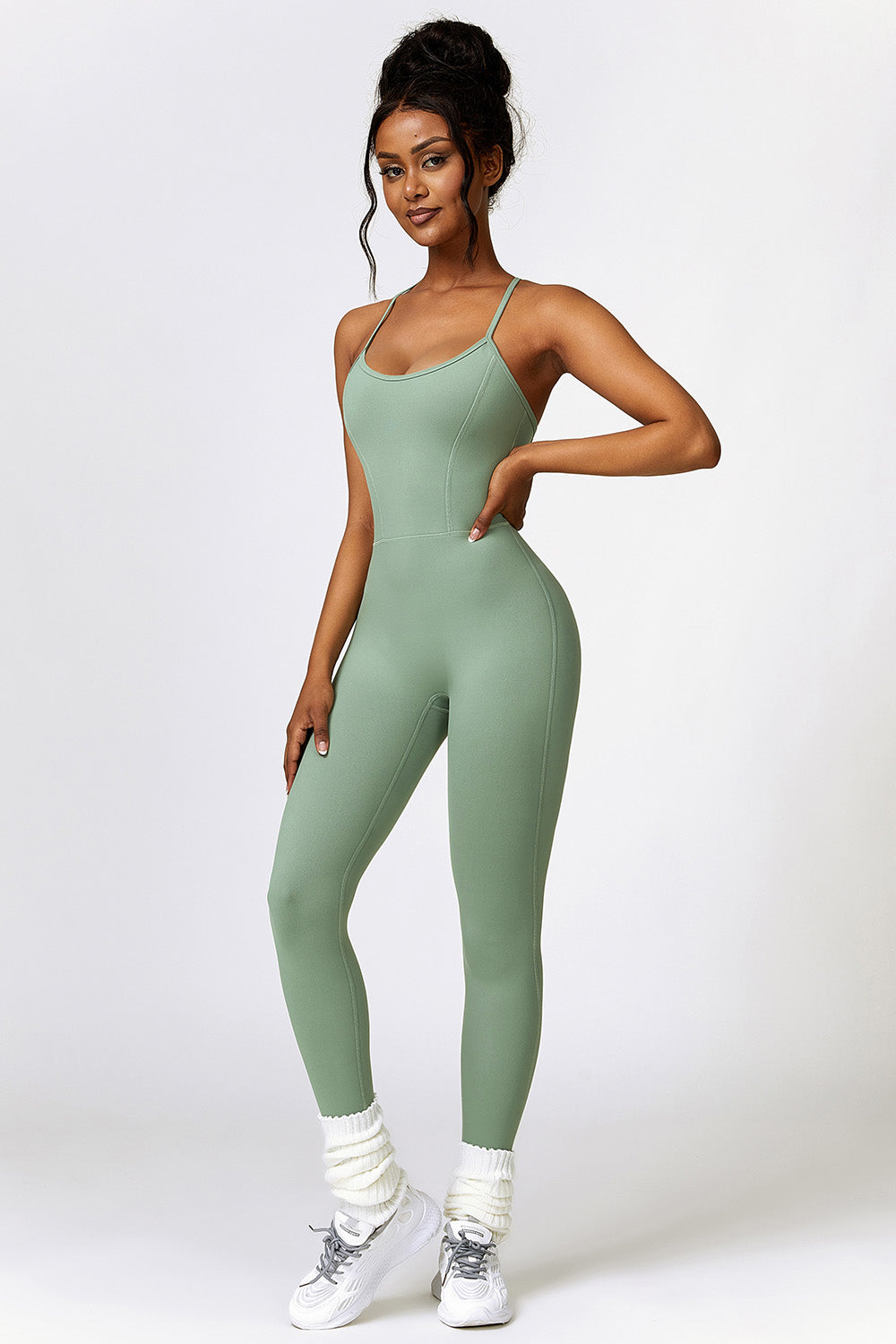 Open Back Spaghetti Strap Sports Jumpsuit - Tantalize Boutique