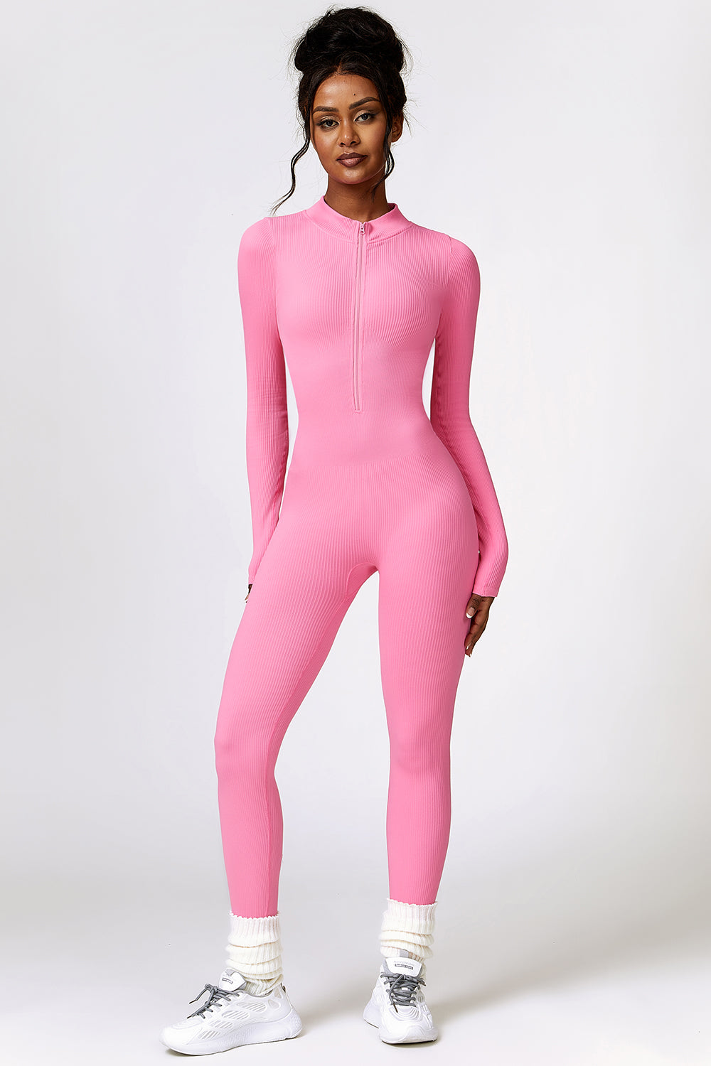 Half Zip Long Sleeve Active Jumpsuit - Tantalize Boutique