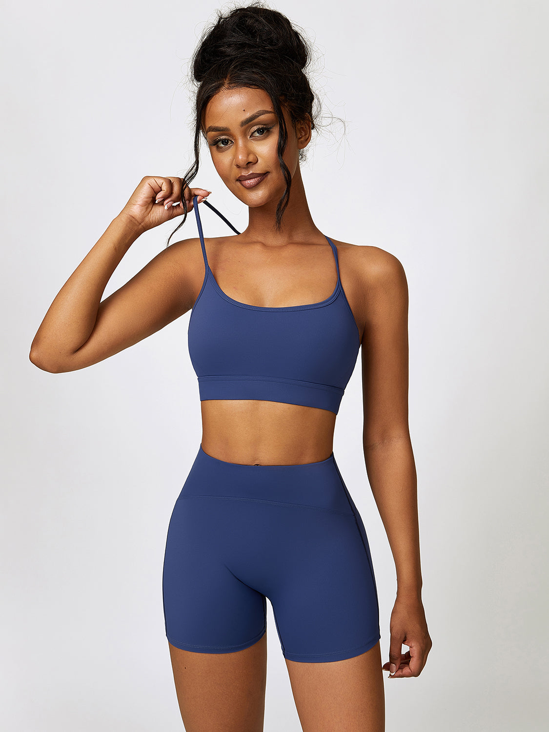 Sport Bra and Wide Waistband Shorts Set - Tantalize Boutique