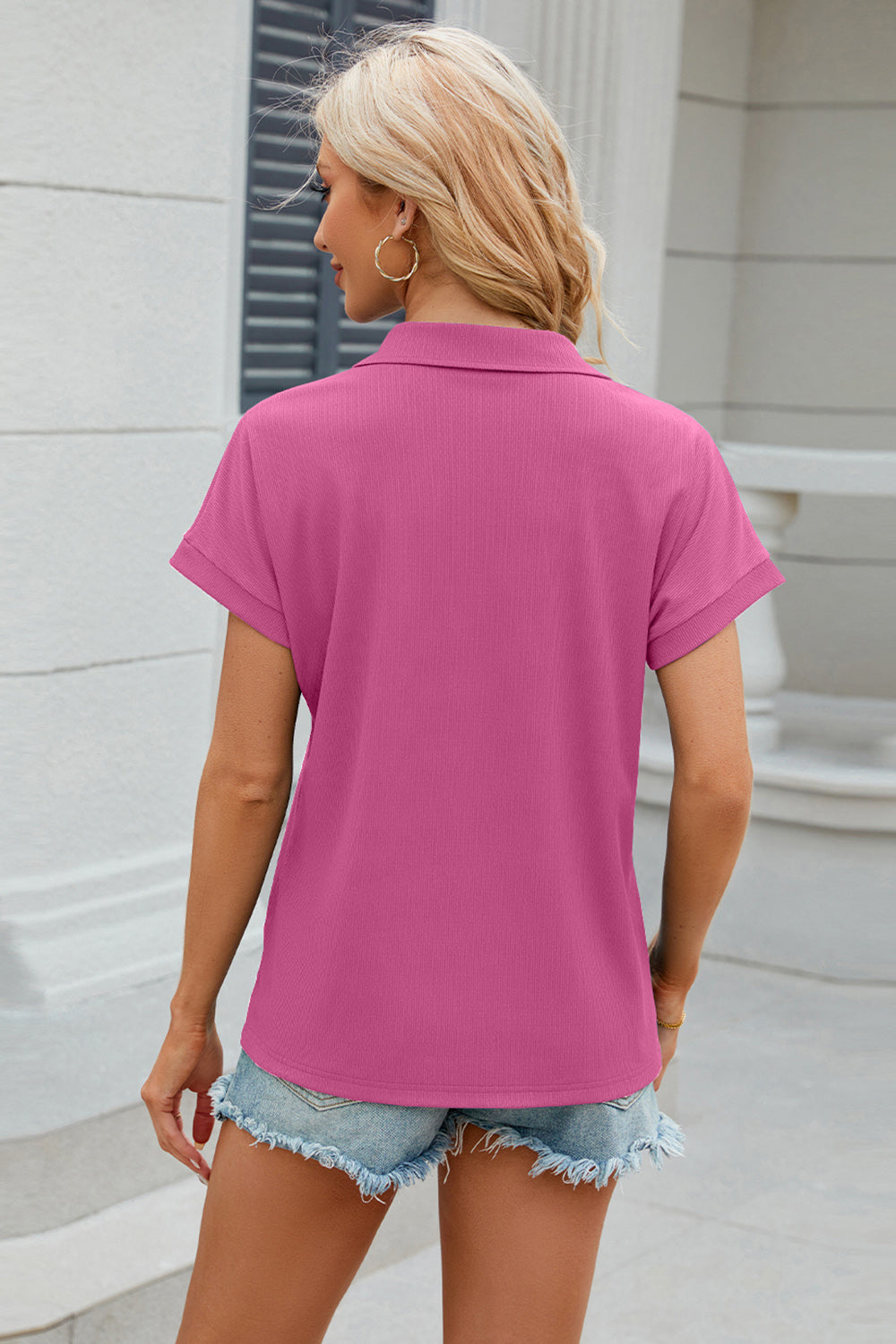 Johnny Collar Short Sleeve Blouse - Tantalize Boutique