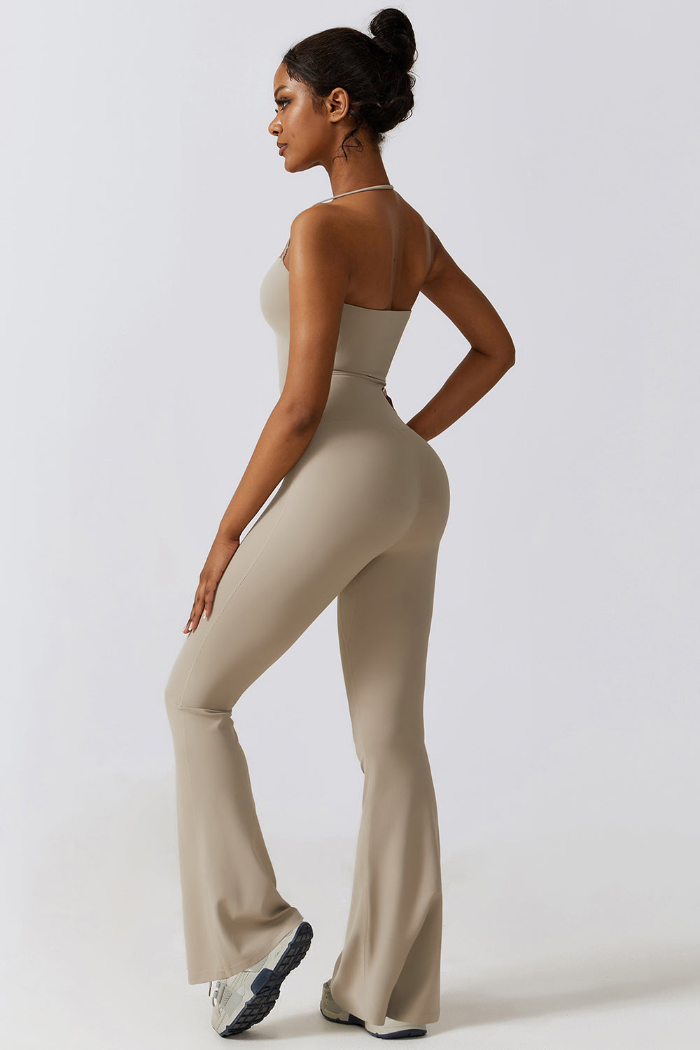 Halter Neck Flare Sport Jumpsuit - Tantalize Boutique