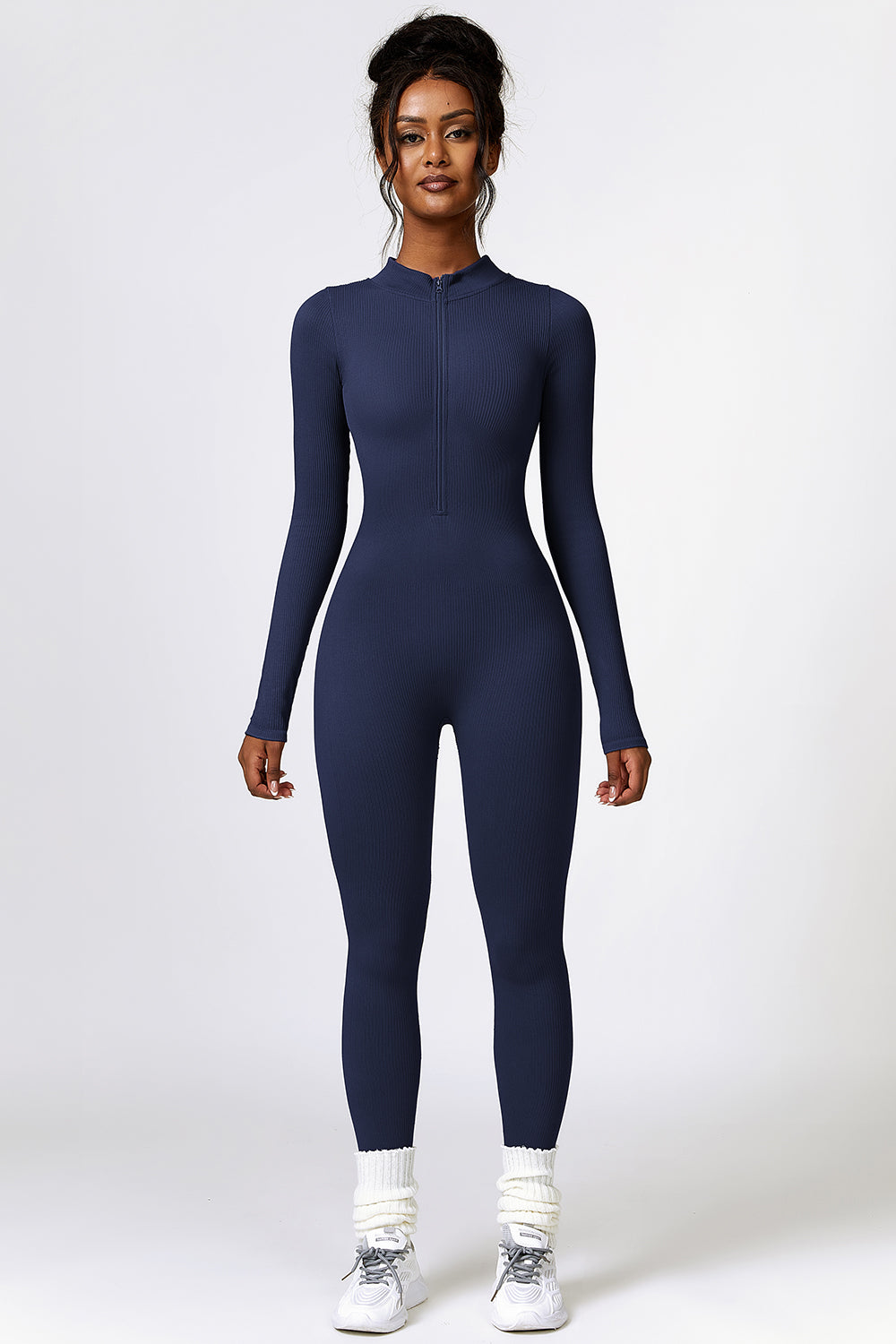 Half Zip Long Sleeve Active Jumpsuit - Tantalize Boutique