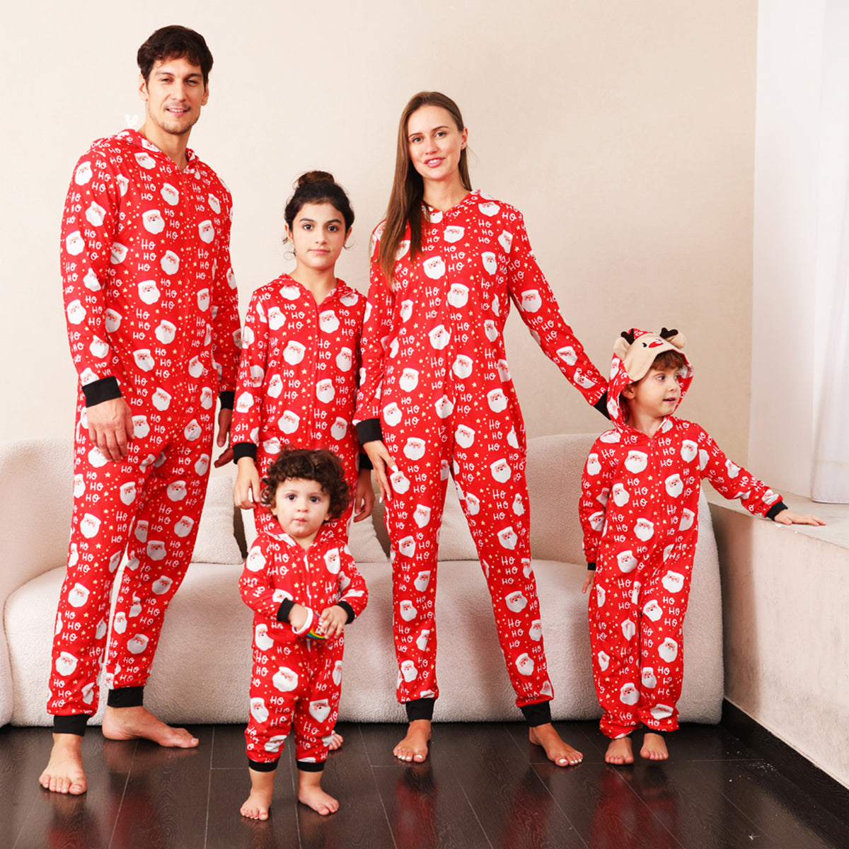 Santa Print Hooded Jumpsuit - Tantalize Boutique