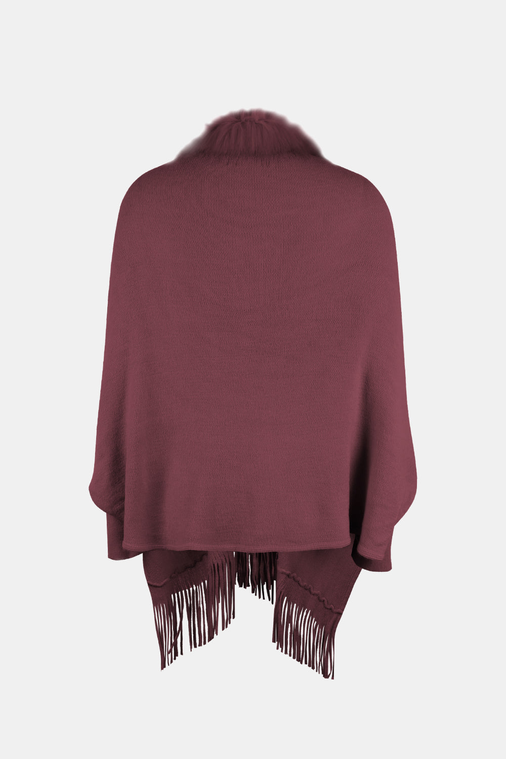 Fringe Open Front Long Sleeve Poncho - Tantalize Boutique