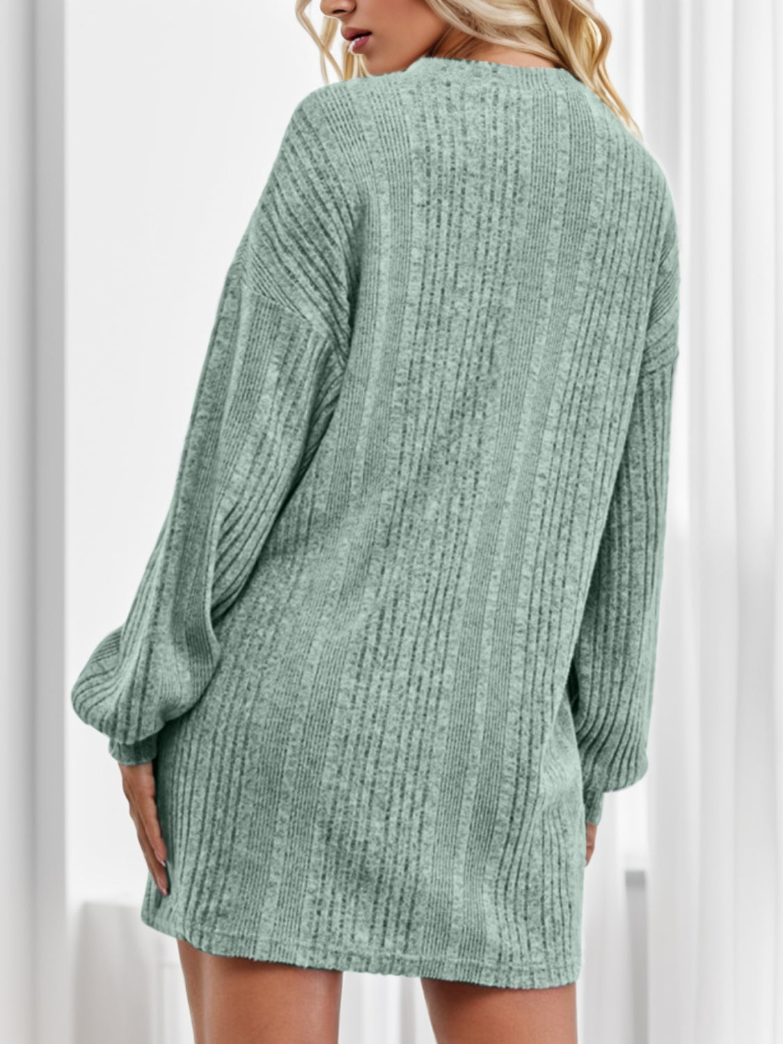 Round Neck Dropped Shoulder Mini Dress - Tantalize Boutique