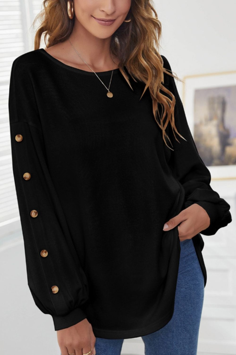 Round Neck Dropped Shoulder T-Shirt - Tantalize Boutique