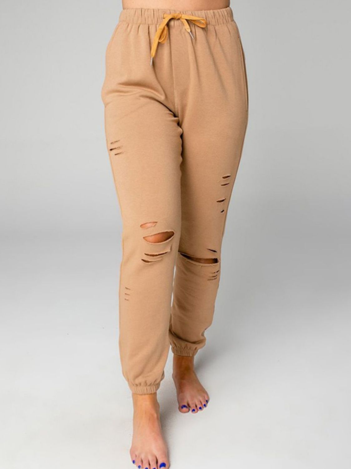 Distressed Sweatshirt and Joggers Set - Tantalize Boutique