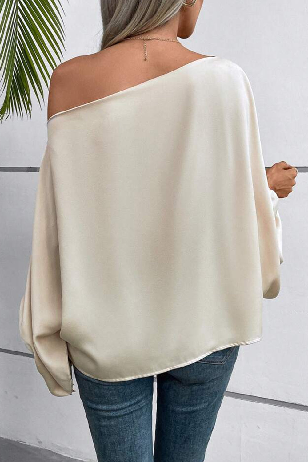 Single Shoulder Balloon Sleeve Blouse - Tantalize Boutique