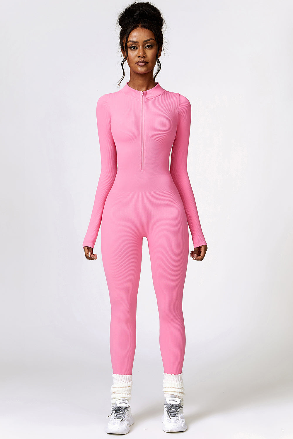 Half Zip Long Sleeve Active Jumpsuit - Tantalize Boutique