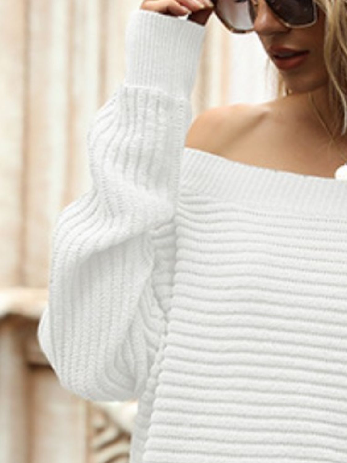Ribbed Long Sleeve Sweater - Tantalize Boutique