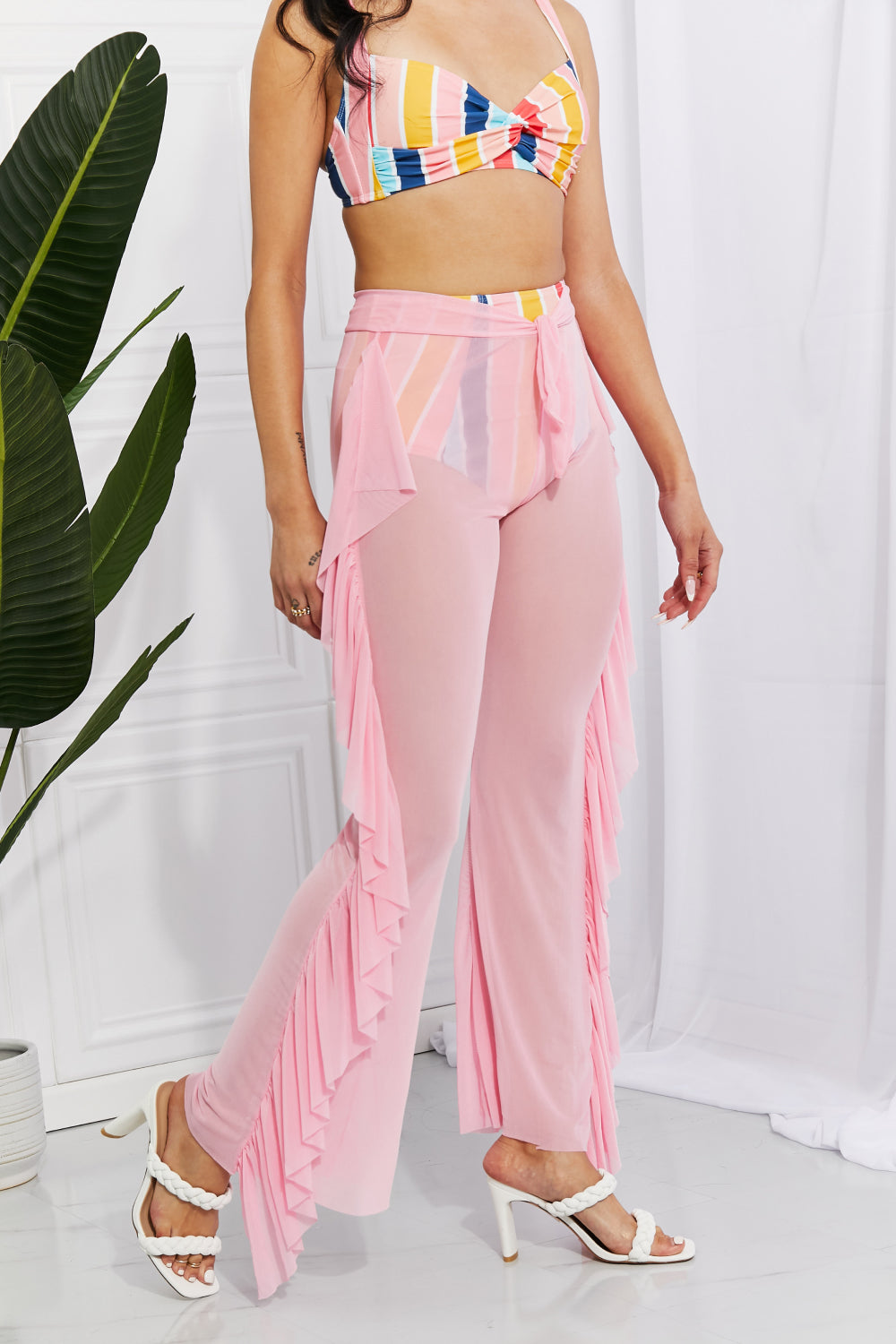 Marina West Swim Take Me To The Beach Mesh Ruffle Cover-Up Pants - Tantalize Boutique