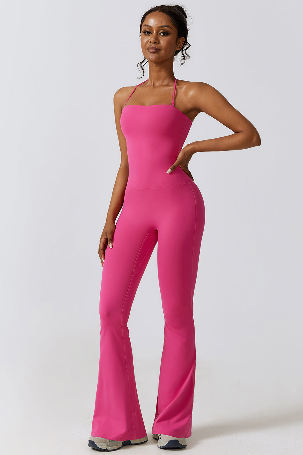 Halter Neck Flare Sport Jumpsuit - Tantalize Boutique