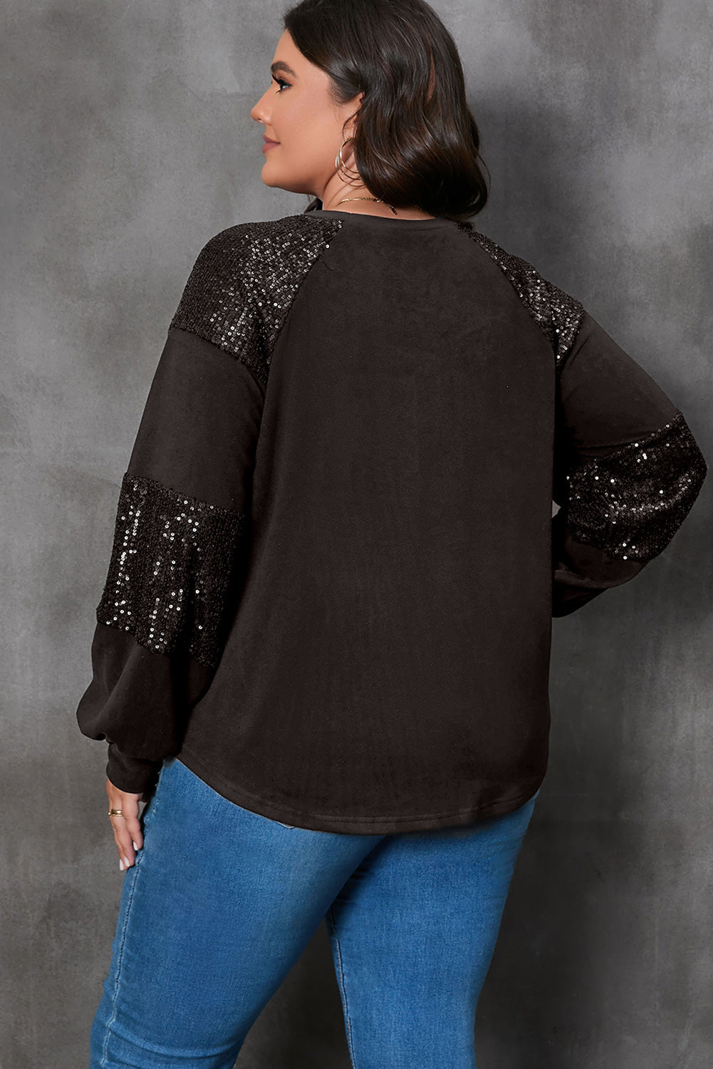 Plus Size Santa Graphic Sequin Long Sleeve Sweatshirt - Tantalize Boutique