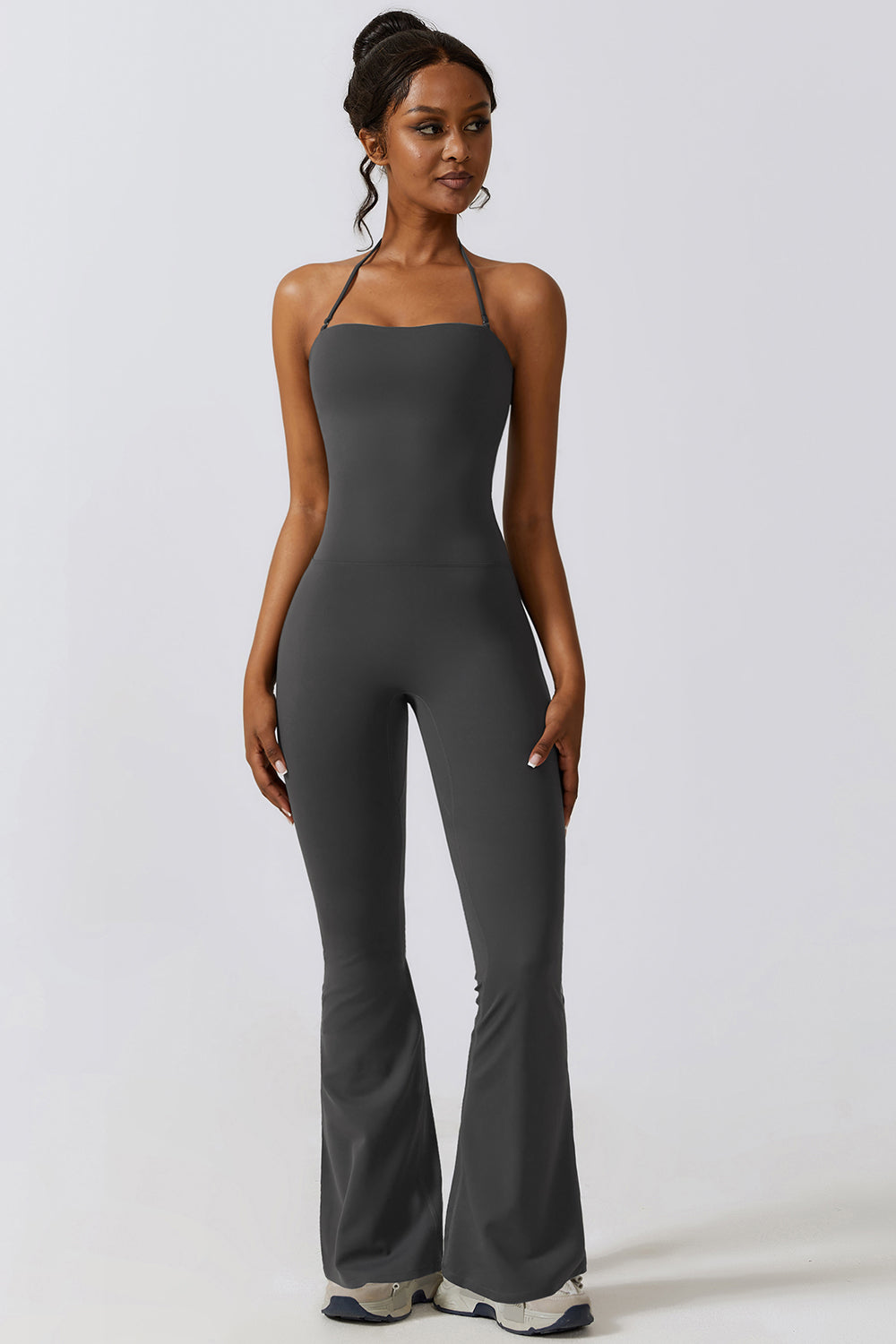 Halter Neck Flare Sport Jumpsuit - Tantalize Boutique