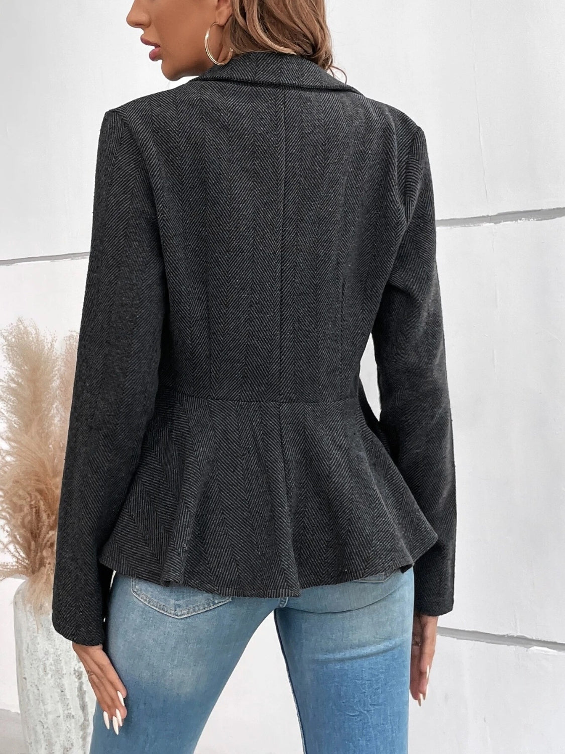 Ruffle Hem Collared Blazer - Tantalize Boutique
