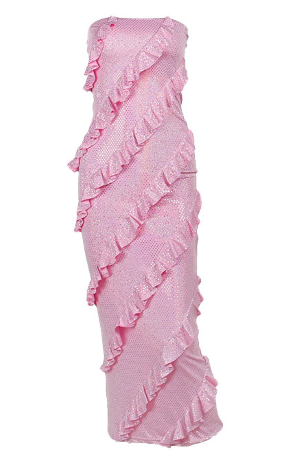 Sequin Ruffled Straight Across Dress - Tantalize Boutique