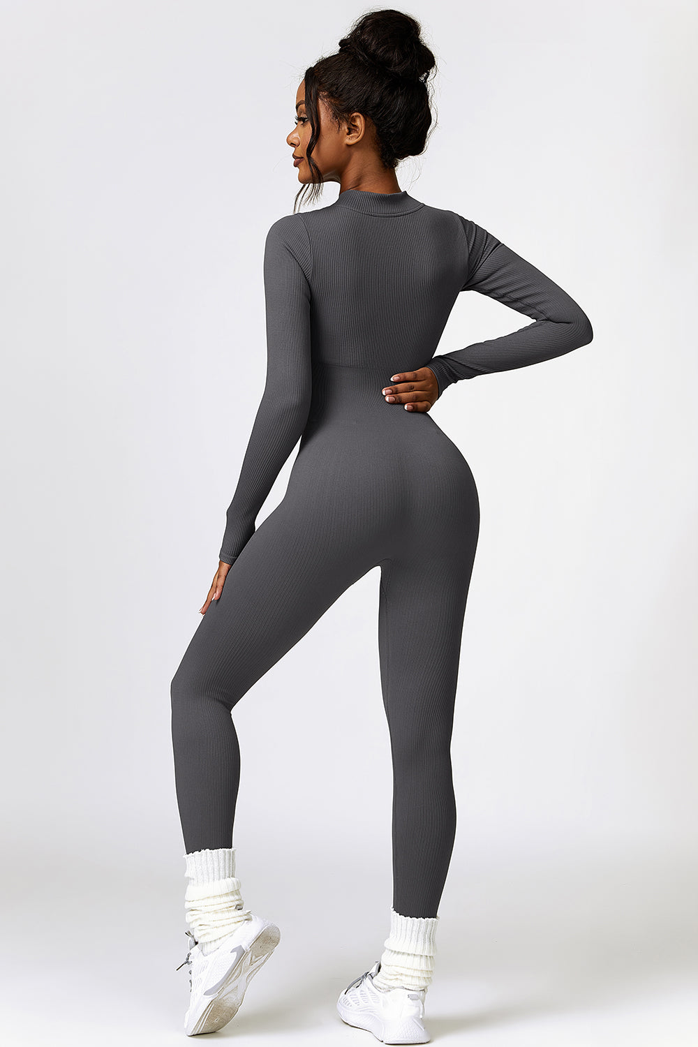 Half Zip Long Sleeve Active Jumpsuit - Tantalize Boutique