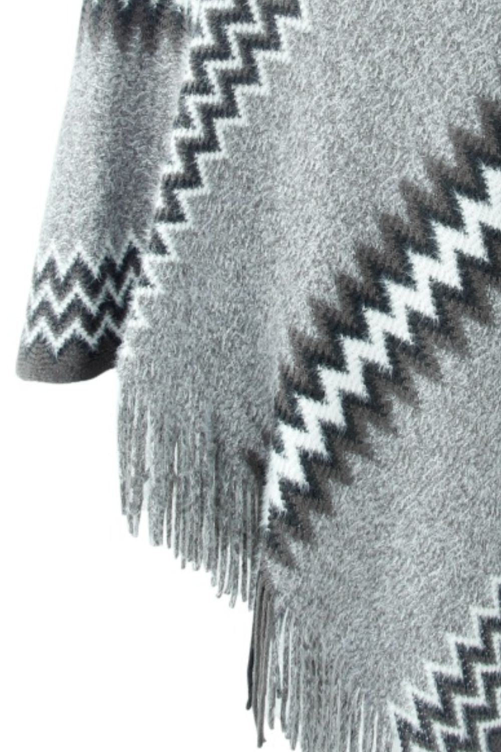 Fringe Hem Striped Cape Sleeve Poncho - Tantalize Boutique