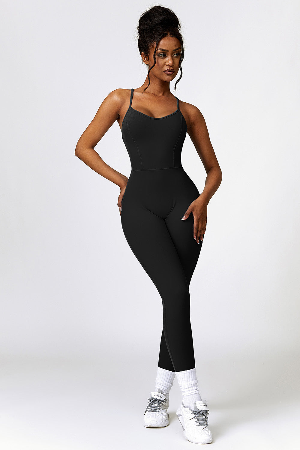 Open Back Spaghetti Strap Sports Jumpsuit - Tantalize Boutique