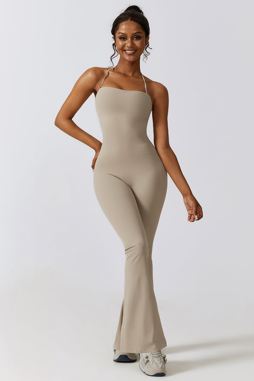 Halter Neck Flare Sport Jumpsuit - Tantalize Boutique