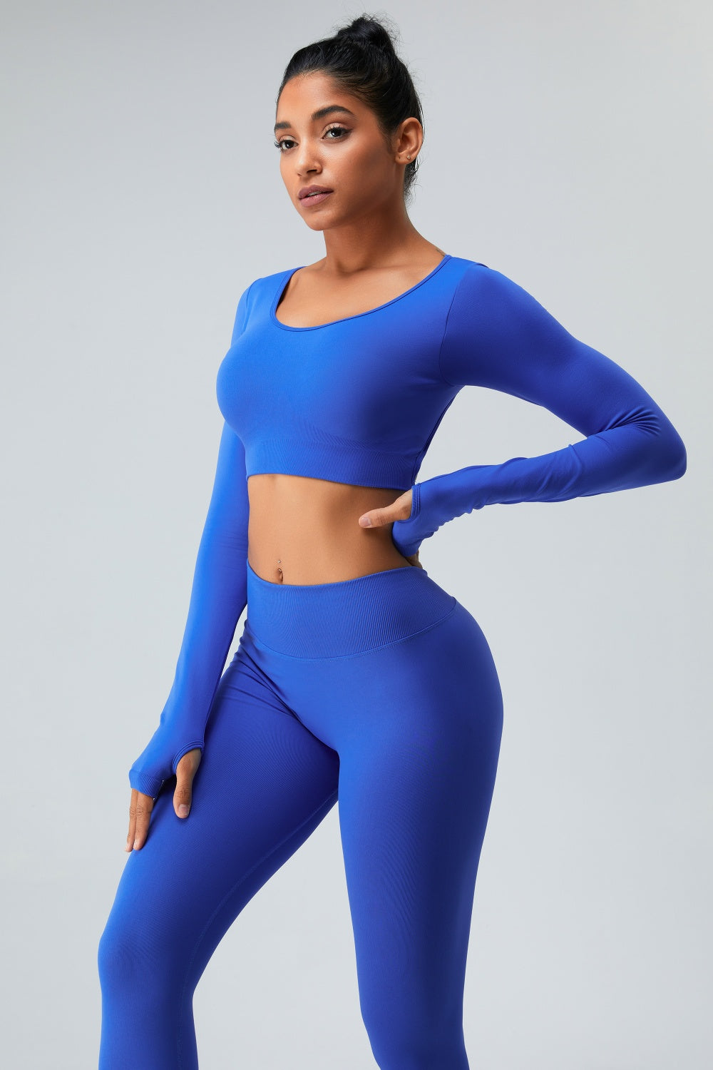 Cutout Round Neck Long Sleeve Active T-Shirt - Tantalize Boutique