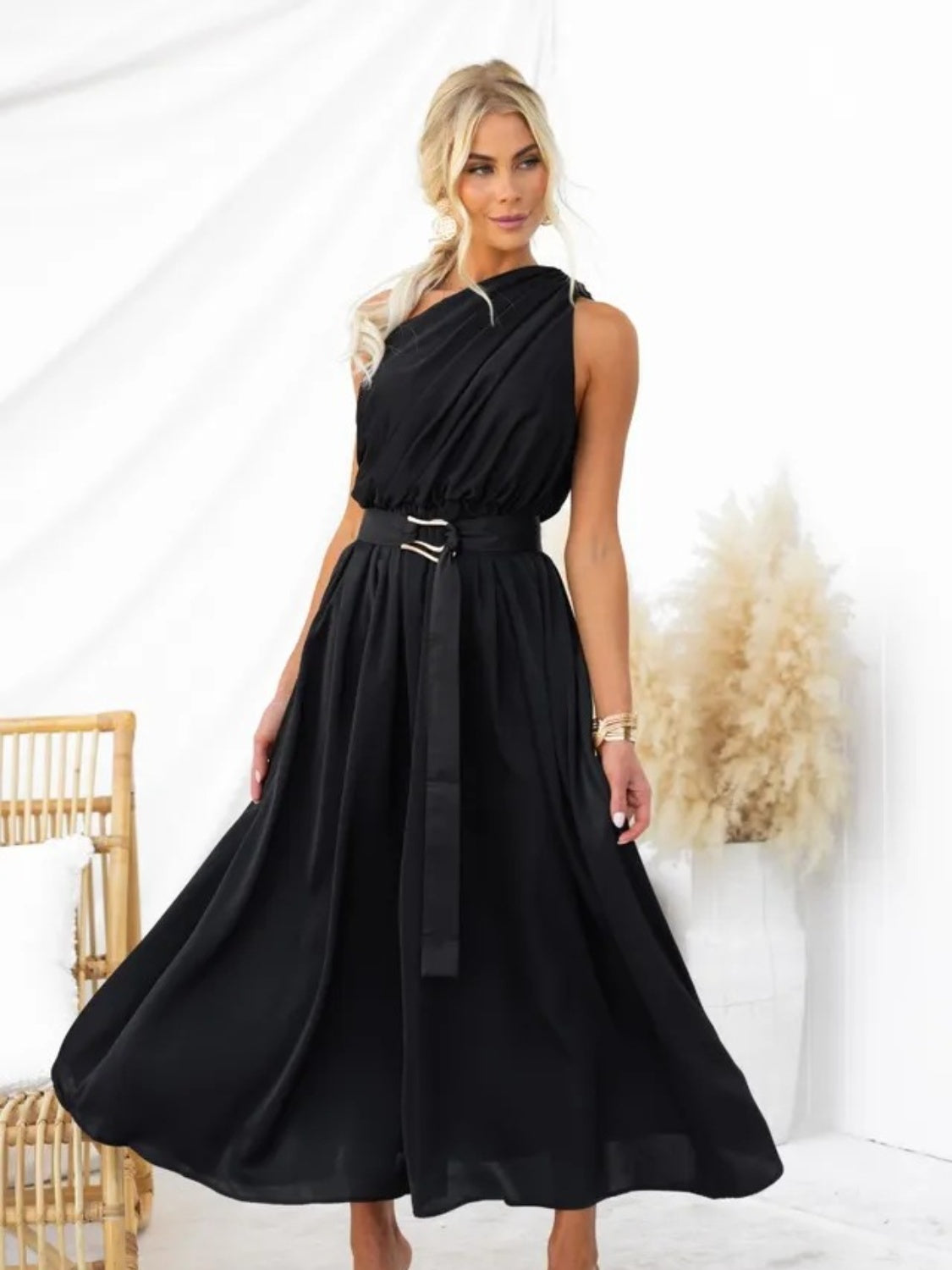 Ruched One Shoulder Dress - Tantalize Boutique