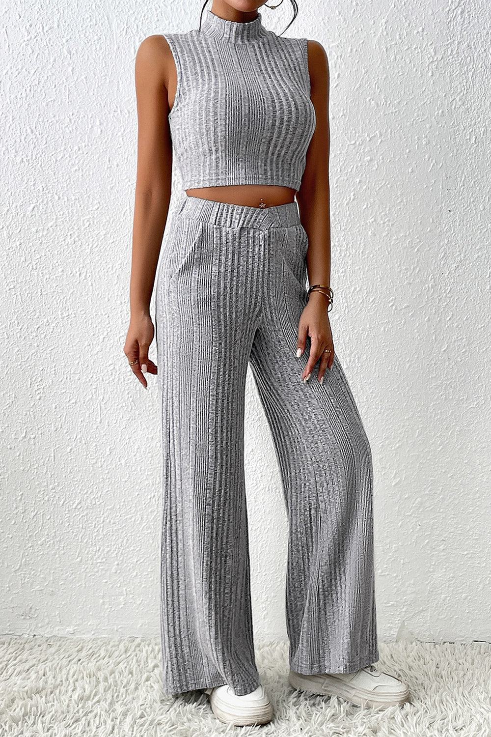 Mock Neck Tank and Pants Set - Tantalize Boutique