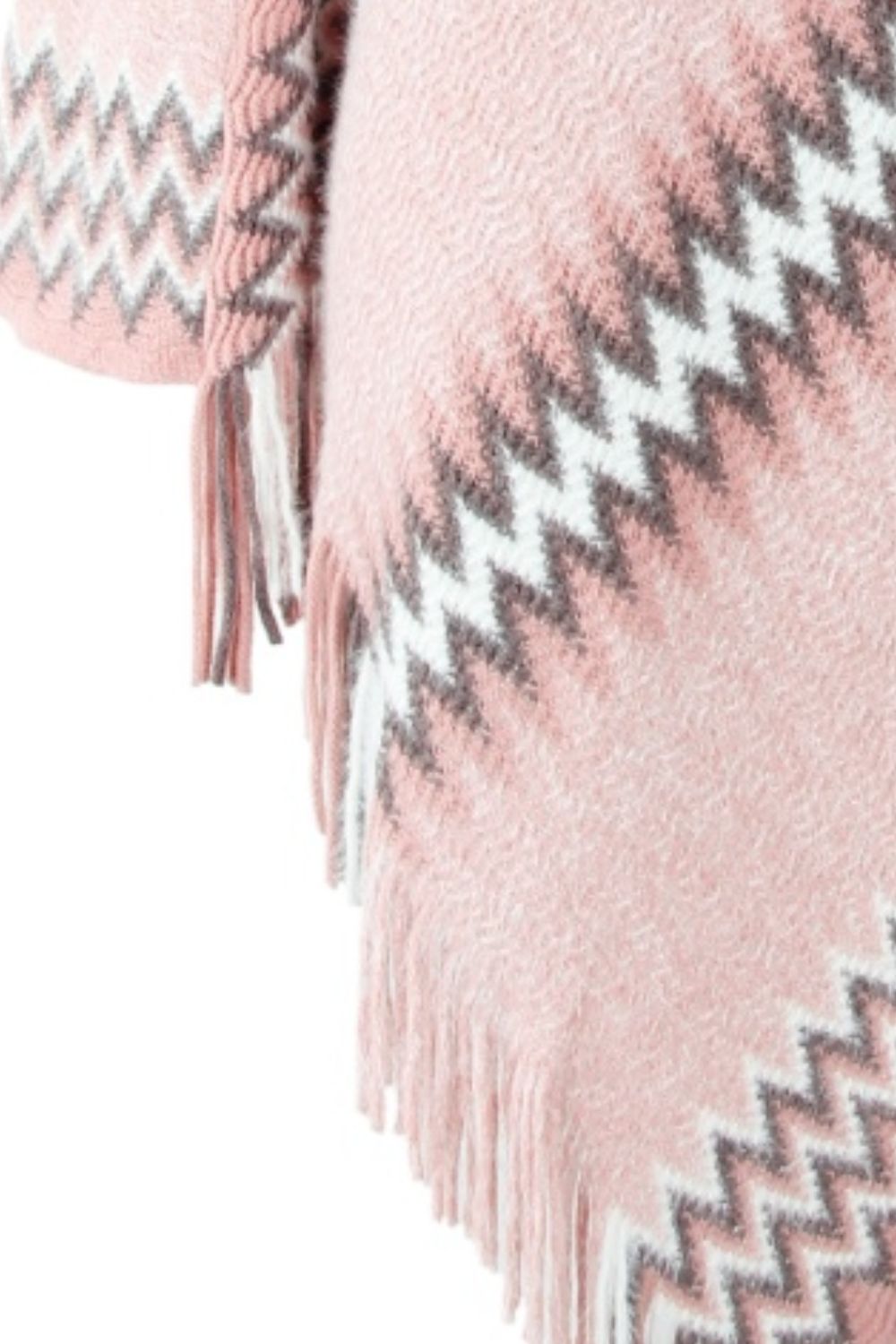 Fringe Hem Striped Cape Sleeve Poncho - Tantalize Boutique