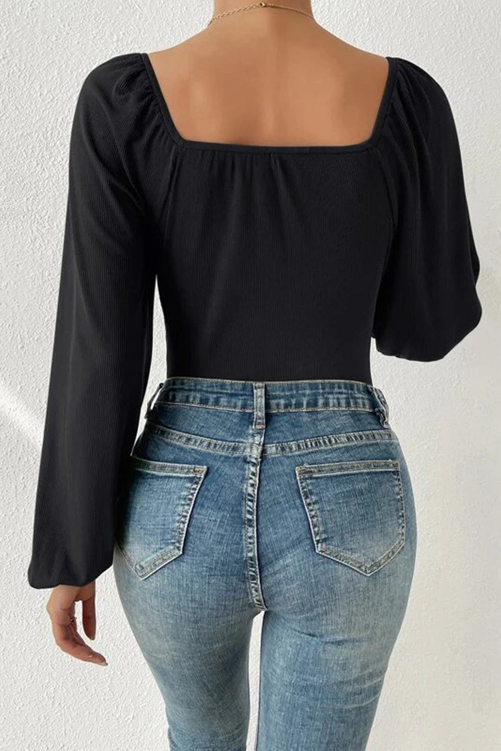 Ruched Balloon Sleeve Bodysuit - Tantalize Boutique