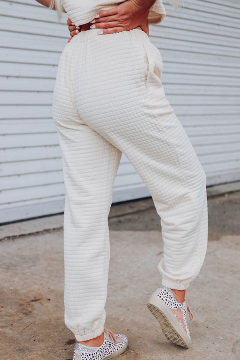 Round Neck Short Sleeve Top and Elastic Waist Pants Set - Tantalize Boutique