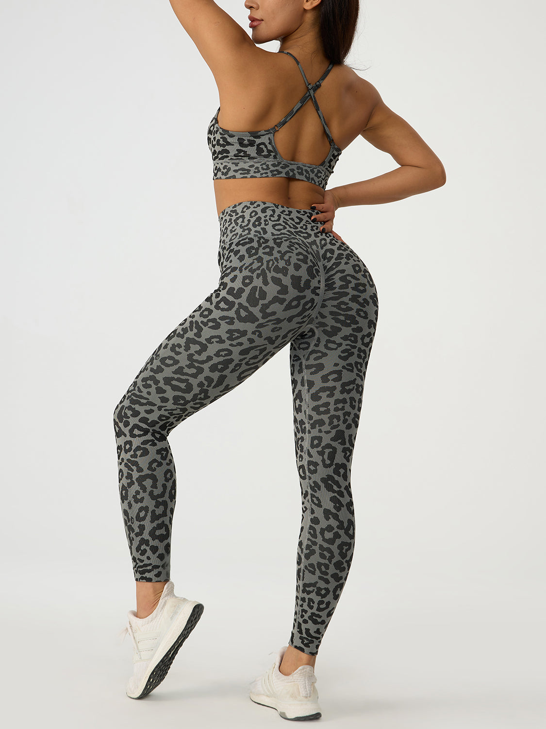 Leopard Crisscross Top and Leggings Active Set - Tantalize Boutique