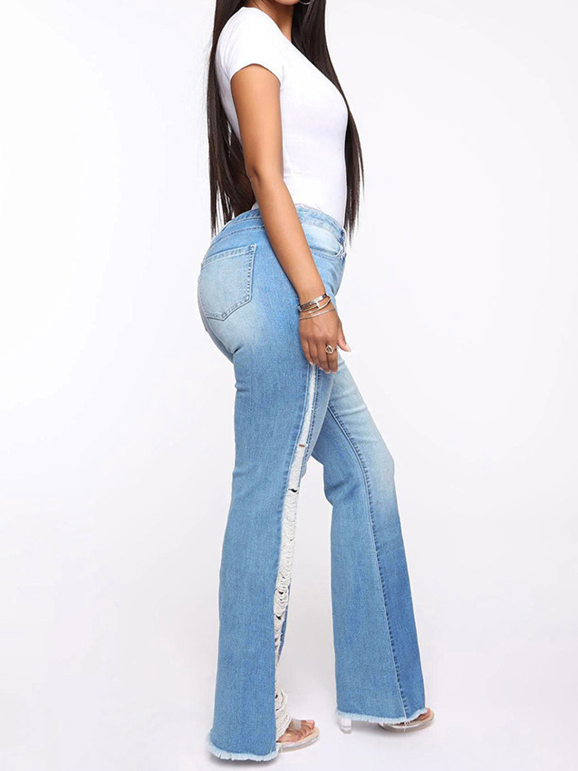 Distressed Raw Hem Bootcut Jeans - Tantalize Boutique