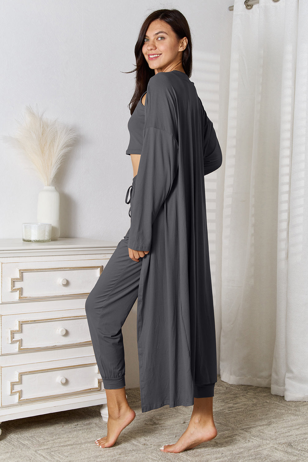 Tank, Pants, and Cardigan Set with Pockets - Tantalize Boutique