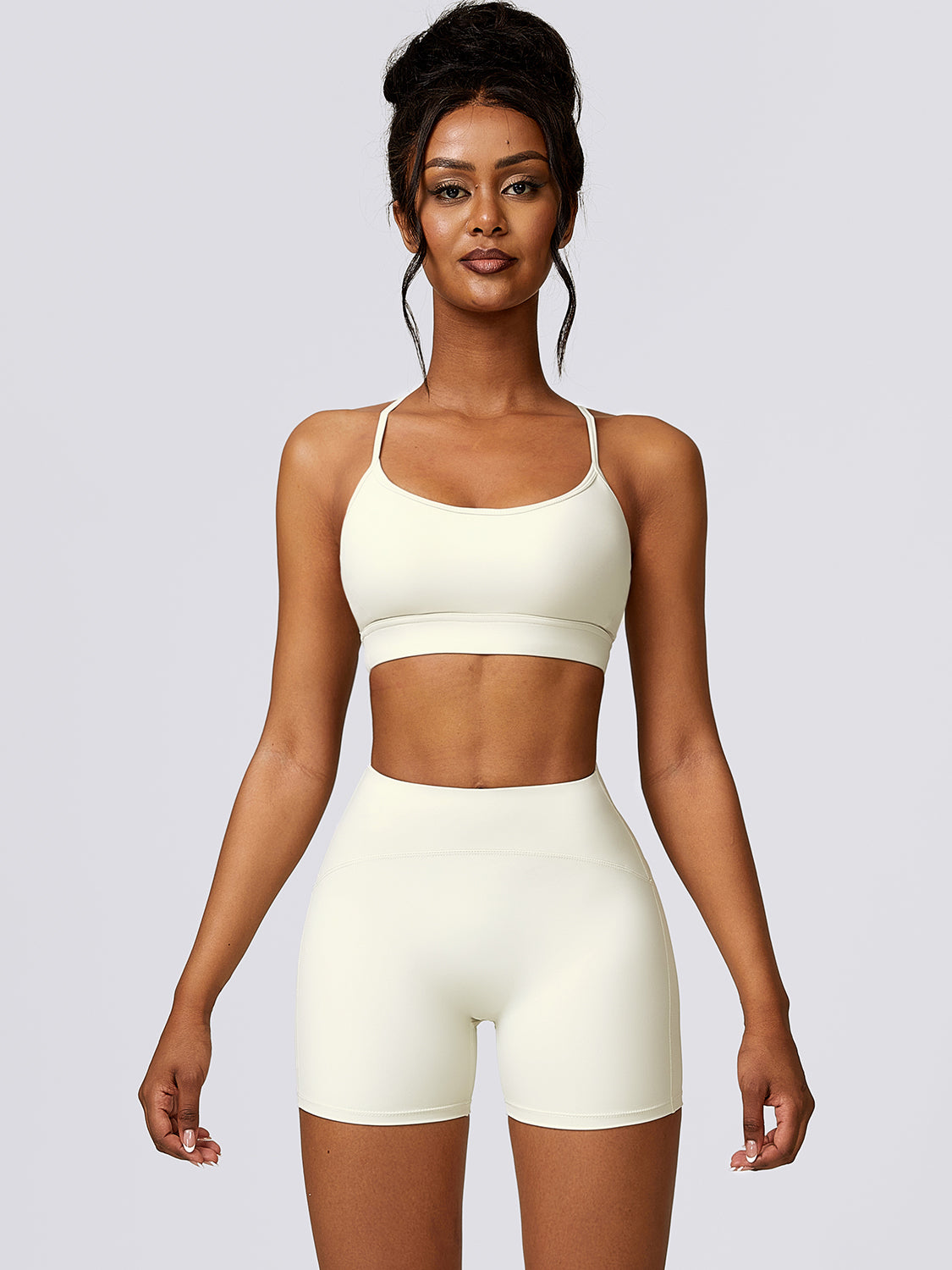 Sport Bra and Wide Waistband Shorts Set - Tantalize Boutique