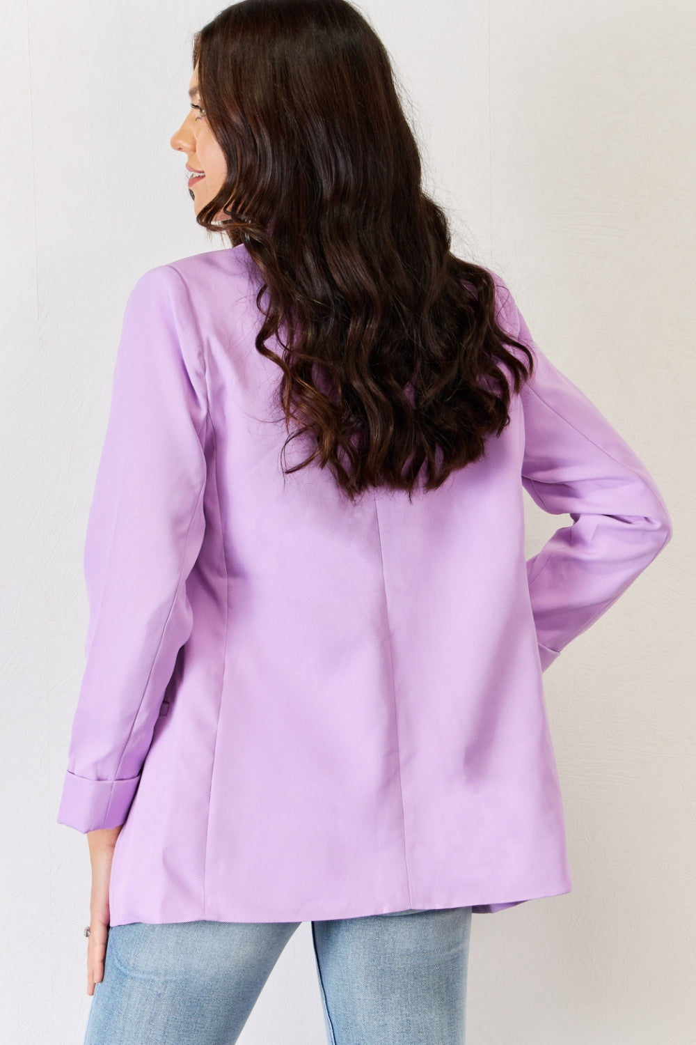 Zenana Open Front Long Sleeve Blazer - Tantalize Boutique