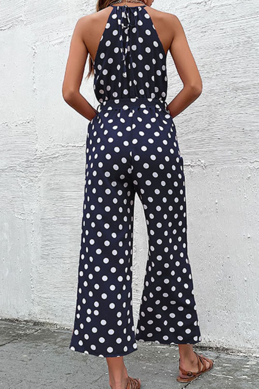 Polka Dot Grecian Wide Leg Jumpsuit - Tantalize Boutique