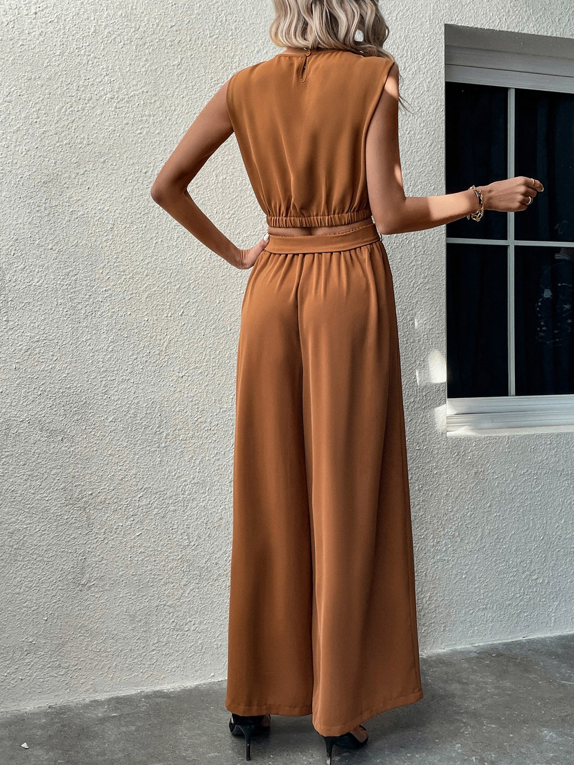 Sleeveless Drawstring Top and Tied Pants Set - Tantalize Boutique