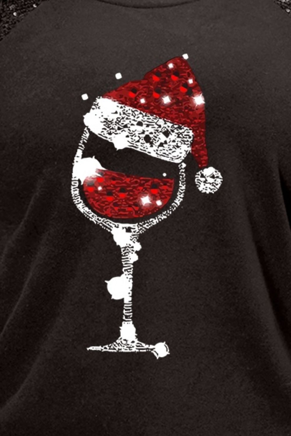 Plus Size Graphic Sequin Long Sleeve Round Neck T-Shirt - Tantalize Boutique