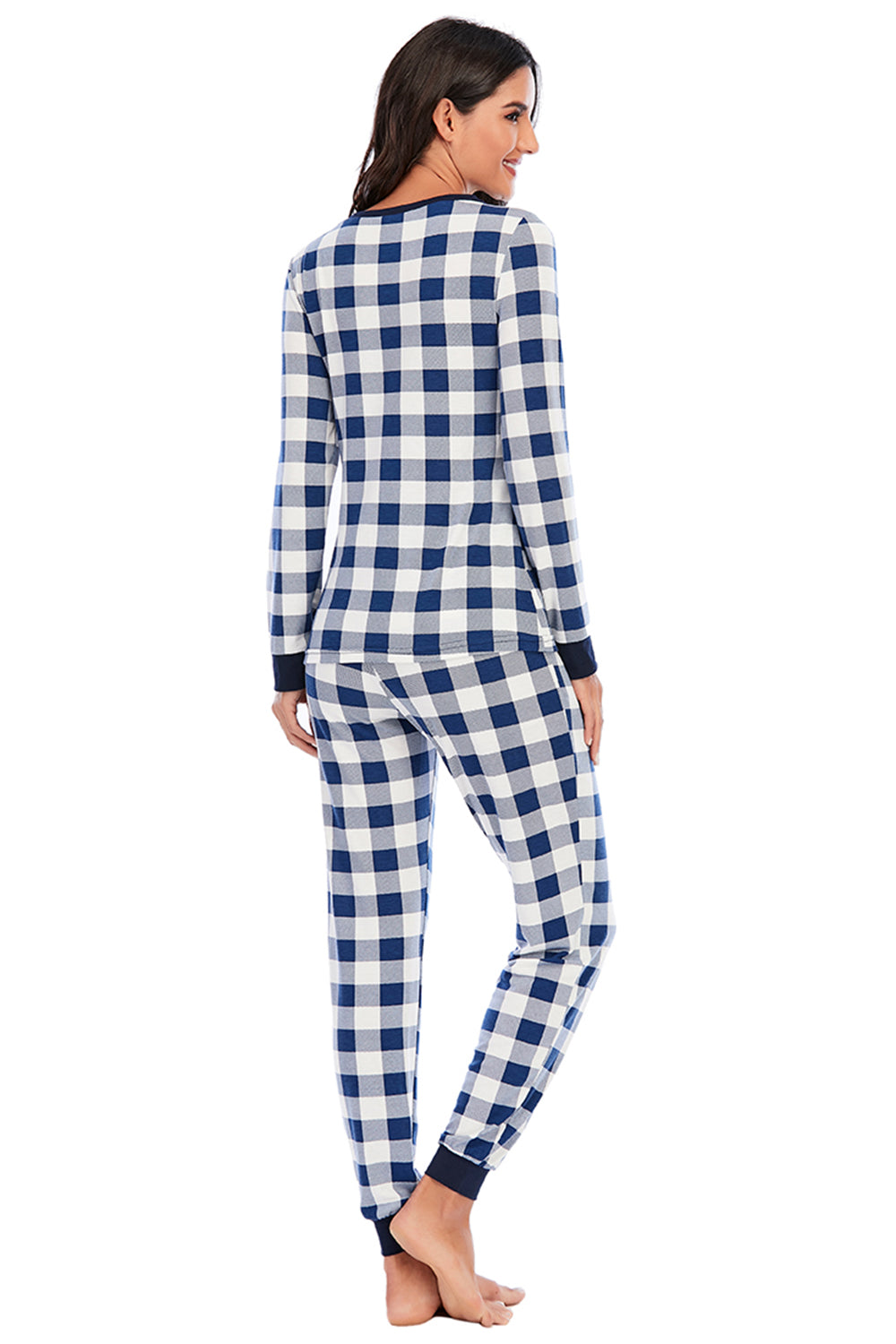 Plaid Round Neck Top and Pants Set - Tantalize Boutique