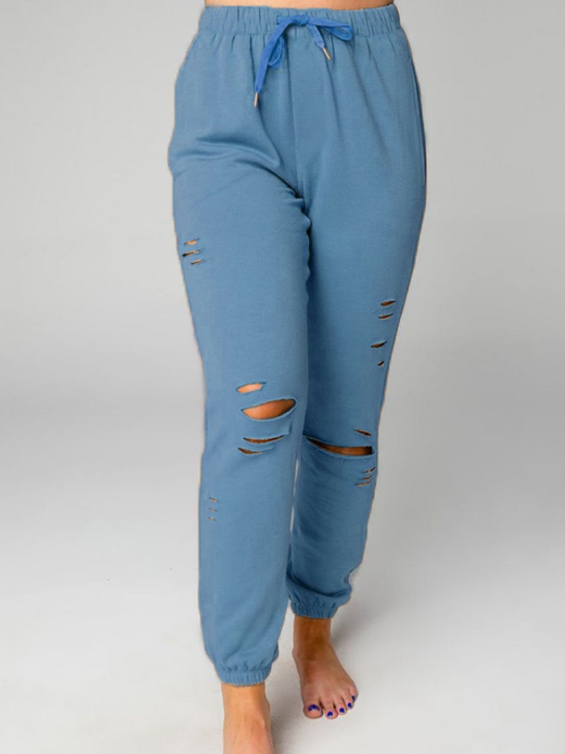 Distressed Sweatshirt and Joggers Set - Tantalize Boutique